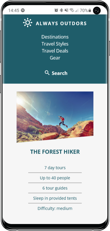 Always Outdoors - Custom Website mobile view