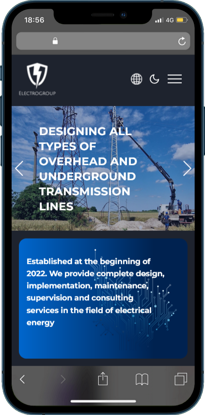 Energy Company Website mobile view
