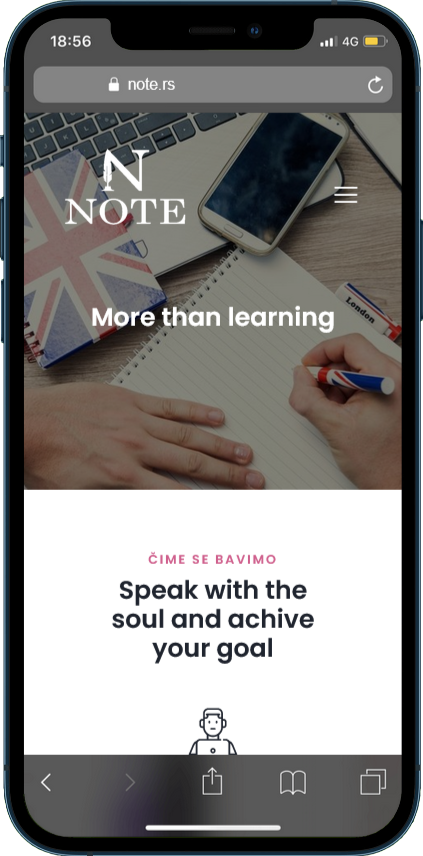 Language School Website mobile view